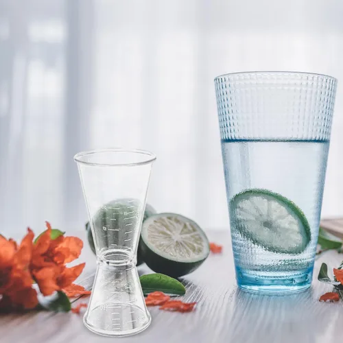 Vista 8 de Taza medidora de doble cabeza, 4 onzas, plástico transparente, para coctel preciso y alcohol, herramienta de barra de mezcla de bebidas alcohólicas
