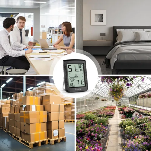 Vista 6 de Termómetro higrómetro digital de interior para el hogar, termómetro de habitación con medidor de temperatura y medidor de humedad, medidor