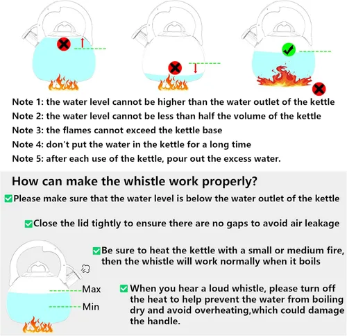 Vista 7 de Tetera para estufa, hervidor de agua de acero inoxidable de grado alimenticio, tetera para el hogar y la cocina, 3.1 cuartos de galón