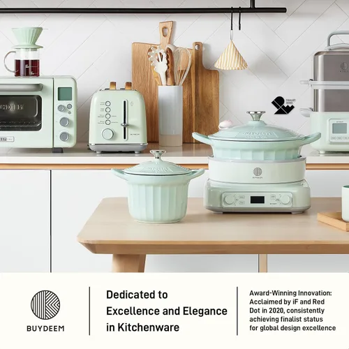 Vista 2 de BUYDEEM Sartén antiadherente de aluminio fundido, sartén de leche de calor rápido y uniforme con tapa de vidrio, compatible con todas las estufas