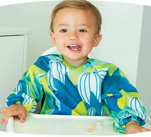 Vista 2 de Tiny Twinkle Babero a prueba de desorden, bonito traje con babero de manga completa, baberos impermeables para niños pequeños, lavable a máquina