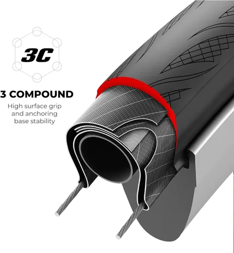Vista 6 de Vittoria Rubino Pro IV Graphene 2.0 - Neumático de bicicleta de carretera de alto rendimiento, listo para sin cámara, neumáticos de bicicleta