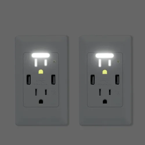 Vista 55 de Salida de receptáculo GFCI eléctrica Greencycle de 15 amperios, paquete de 5 salidas GFCI con indicador LED, resistente a la intemperie, grado