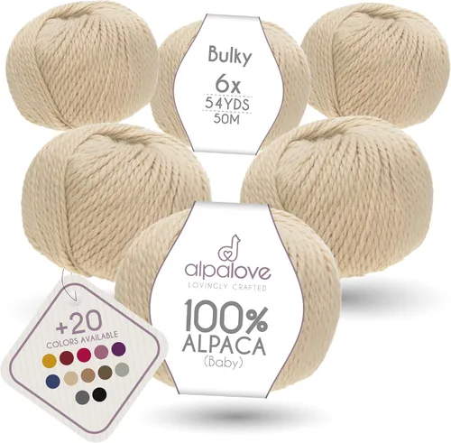 Vista 30 de Set de Lana Abultada (6 x 50 g) Súper Suave de Alpaca Bebé para Tejer Antracita 300 Metros