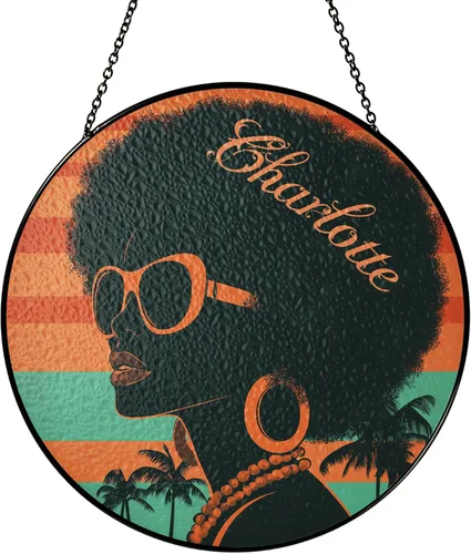 Vista 10 de Personalized Flamingo Suncatcher for Bird Lovers, Custom Name Stained Glass Suncatcher, Vibrant Tropical Bird Window Hanging for Summer Decor, Retro