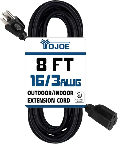 Vista 14 de YOJOE Cable de extensión para interiores y exteriores, calibre 16, SJTW, resistente, 15 pies, color verde, 3 clavijas 13A, resistente a