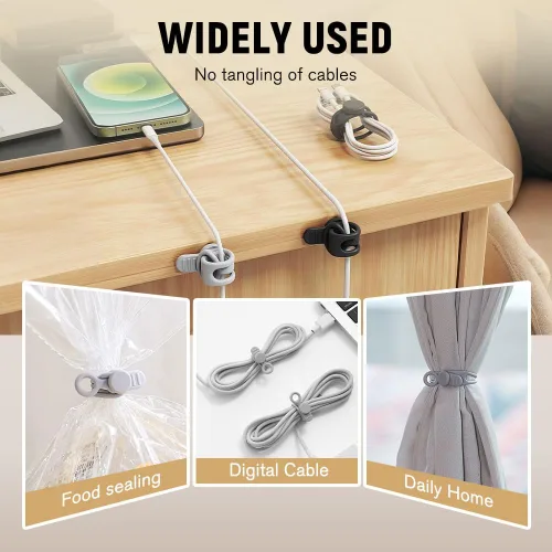 Vista 4 de Bridas de silicona para cables, organizadores magnéticos de cables de datos, reutilizables, organizador de cables, correas de cable de sujeción