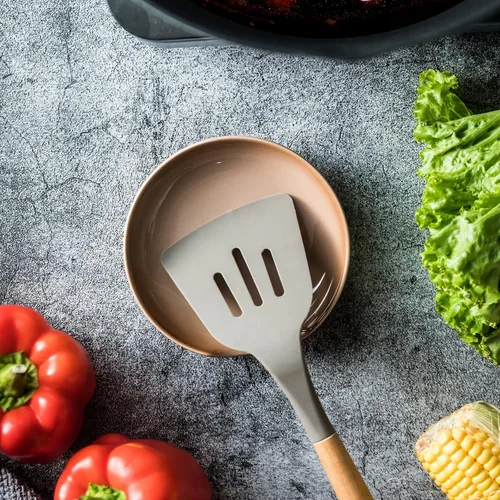 Vista 3 de Gomakren Soporte para cuchara para estufa, soporte para cucharón de espátula, bonitos reposamucheras de café, soporte grande de 5 pulgadas