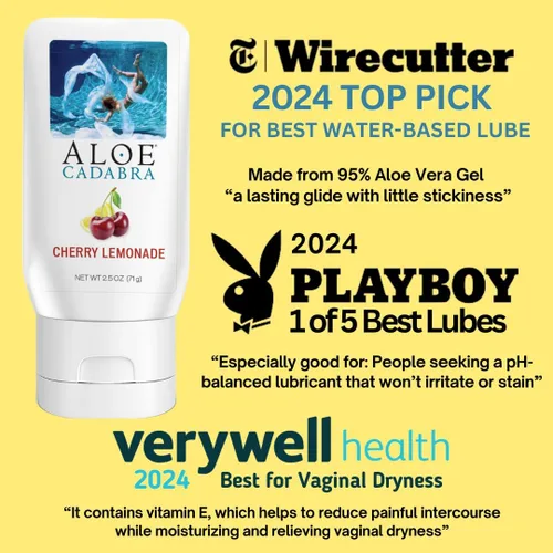 Vista 2 de Aloe Cadabra Lubricante personal e hidratante con sabor, 2.5 onzas, limonada de cereza