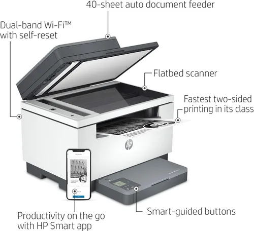 Vista 2 de HP LaserJet MFP M234sdw Impresora inalámbrica monocromática todo en uno con Ethernet integrado e impresión rápida de 2 caras, lista para tinta