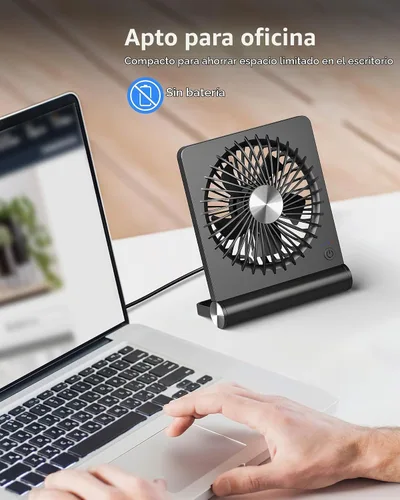 Vista 2 de Koonie USB Desk Fan, Strong Wind Ultra Quiet Small Mini Fan Negro