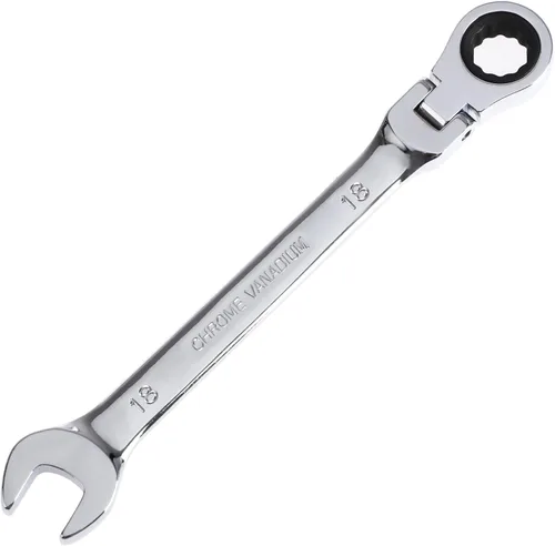 Vista 7 de Llave de trinquete de 8 mm con cabeza flexible: llave combinada de trinquete de 12 puntos, llave de acero al cromo vanadio métrica