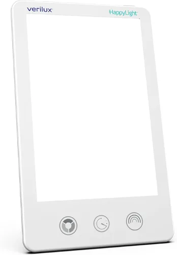 Verilux HappyLight Luxe - Lámpara de terapia de luz con 10,000 Lux, sin UV, luz blanca brillante LED con brillo ajustable, color, temporizador de