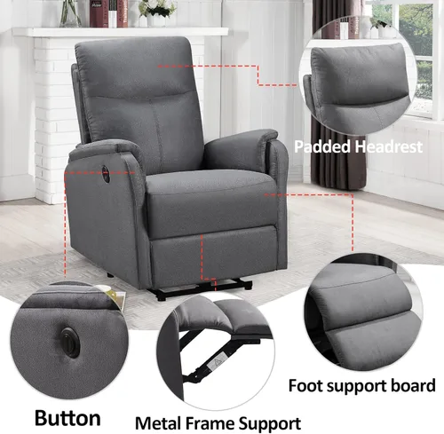 Vista 11 de Holaki Silla reclinable, silla reclinable para sala de estar, sofá reclinable Lazy Boy, silla de lectura, sofá individual, sofá reclinable