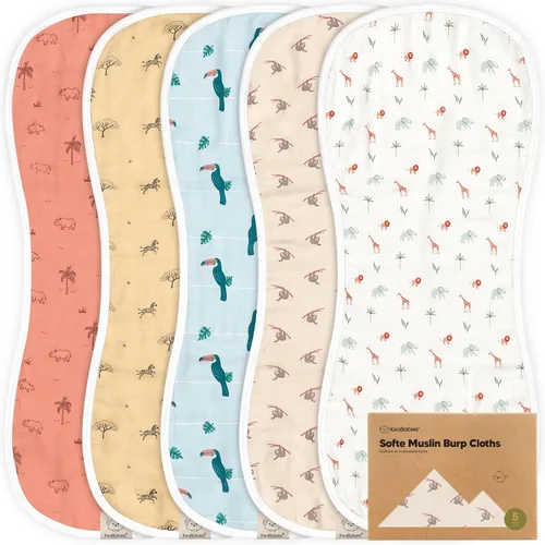 Vista 15 de 5 paquetes de paños de muselina para babero para bebé niño, niña - Paños de babero para bebé muy absorbentes, paños de muselina de algodón de bambú