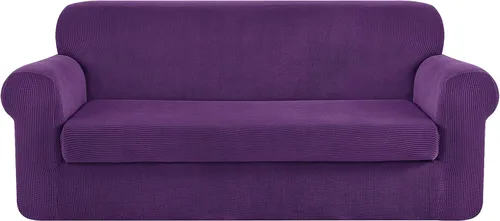 Vista 45 de CHUN YI Fundas para sofá de 7 piezas, lavables, fundas elásticas para sofá de 3 cojines con respaldo y fundas de cojín separados, protector