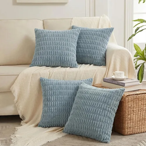 Vista 87 de Fancy Homi - Juego de 4 fundas de almohada decorativas de otoño de color azul de 12 x 12 pulgadas para sofá, cama y silla, decoración moderna