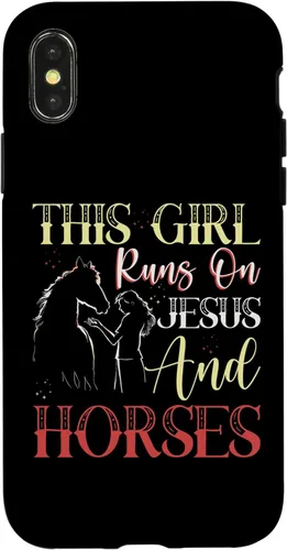 Vista 5 de This Girl Runs On Jesus and Horses Case for iPhone 16