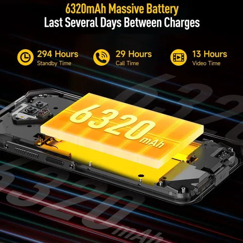 Vista 7 de Ulefone Armor X13 12GB+64GB Smartphone resistente desbloqueado, MTK Helio G36 Android 14, cámara de visión nocturna de 50 MP+24 MP, 6.52 pulgadas