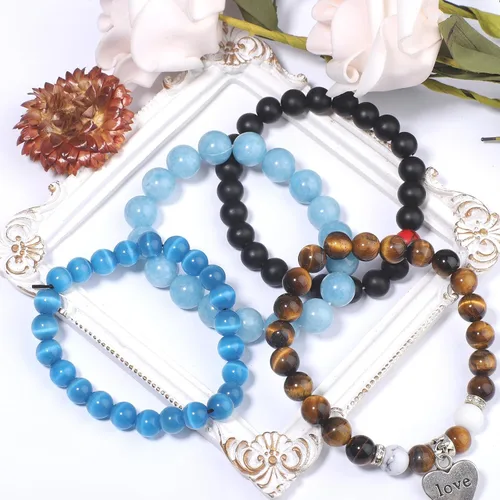 Vista 4 de 100 cuentas redondas sueltas de piedra turquesa natural de 0.236 pulgadas (0.236 in) para fabricación de joyas con cordón elástico de cristal