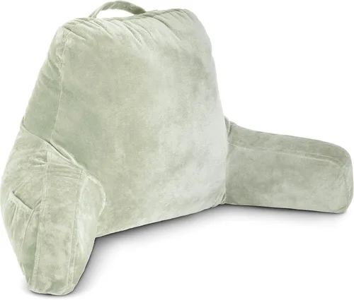 Vista 52 de Husband Pillow Backrest with Arms - Adult Reading Pillow with Shredded Memory Foam, Ultra-Comfy Removable Microplush Cover & Detachable Neck Roll