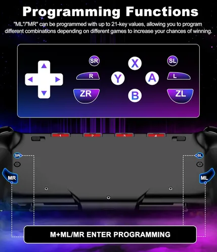 Vista 6 de NinABXY Hall Effect Joystick Controller for Nintendo Switch/OLED, Wireless One-Piece Handheld Switch Joypad - Macro, Ergonomic Grip, Turbo, Flame