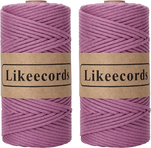 Vista 36 de Likeecords - Cordón trenzado de macramé de 3 mm x 100 m, 100% algodón para manualidades y proyectos de bricolaje (albaricoque)