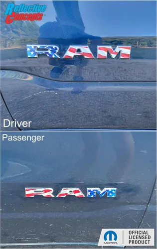 Vista 6 de Reflective Concepts 2019-2026 Adhesivos de calcomanías para emblemas de puerta RAM - (Color: Bandera Americana)