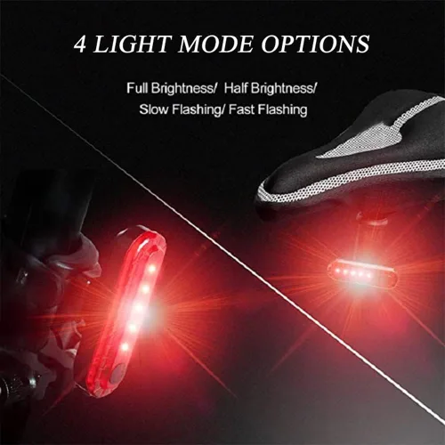 Vista 2 de CHALKE Luces de bicicleta impermeable luz trasera USB LED recargable noche lámpara brillante 220 Ma luz trasera de bicicleta de carretera, 2 piezas