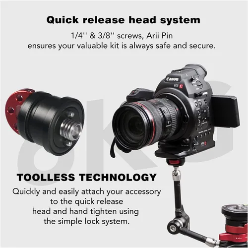 Vista 3 de IFOOTAGE Brazo mágico de 11 pulgadas con abrazadera en forma de C, con rosca de 1/4 pulgadas y 3/8 pulgadas, para flash/luz LED, micrófono/monitor