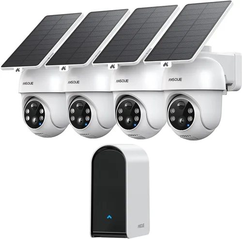 Vista 12 de ANSQUE Cámaras de Seguridad Inalámbricas Sistema para Hogar Exterior, Kit de 2 Cámaras, Sin Tarifas de Suscripción, Energía Solar, Almacenamiento