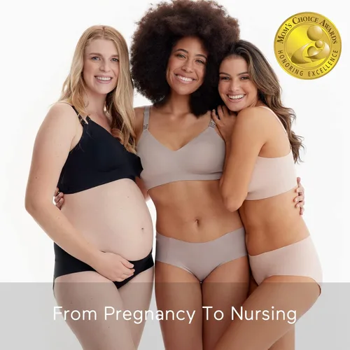 Vista 5 de Momcozy Nursing Bras for Breastfeeding, YN21 Seamless Ultra Comfort Maternity Bra, Natural Shape, Pregnancy Sleep Bralette