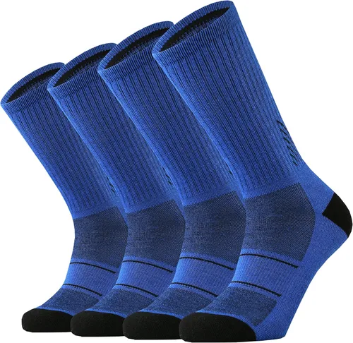 KMM Men's Merino Wool Cushion Crew Socks Moisture Wicking Control Medium Weight Warm for Outdoor Hiking Hike Trail Cycling