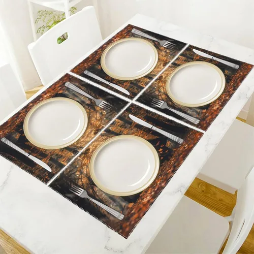 Vista 5 de Three Witches in The Forests Witchy Placemats Set of 6 Resistant Table Mats Washable Place Mats for Dinner Party Table Decoration