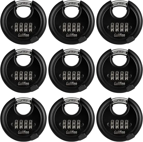 Vista 9 de Guliffen Cerradura combinada para exteriores para unidad de almacenamiento, bloqueo de disco resistente a la intemperie para cobertizos, puertas