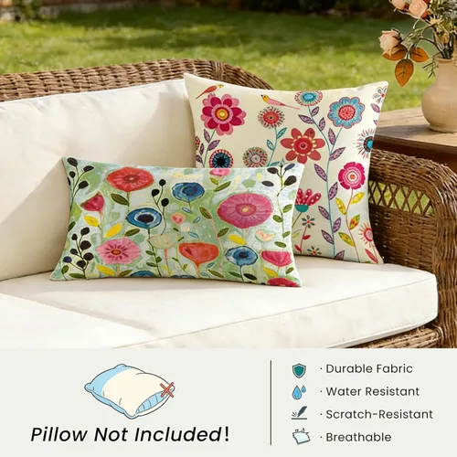 Vista 3 de JOJOGOGO Fundas de almohada de primavera para exteriores de 18 x 18 pulgadas, impermeables, juego de 4 almohadas de flores para exteriores