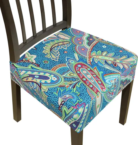 Vista 27 de Juego de 2 fundas elásticas de asiento para sillas de comedor, fundas para sillas de comedor de tela jacquard, fundas de asiento extraíbles y Beige