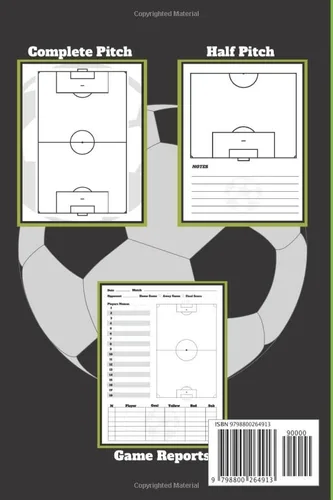 Vista 2 de Soccer Notebook with Field Diagram Templates Coaching Playbook with Drawings for Creating Plays and Drills, Planning Tactics and Strategies.