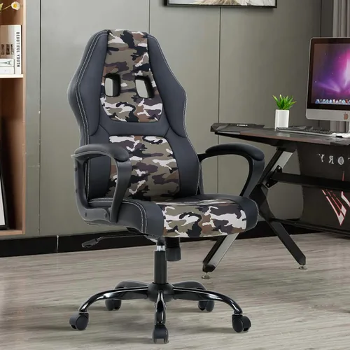 Vista 11 de Silla de juegos, respaldo alto, transpirable, de piel sintética, silla de computadora, silla ergonómica de juegos de altura ajustable con soporte