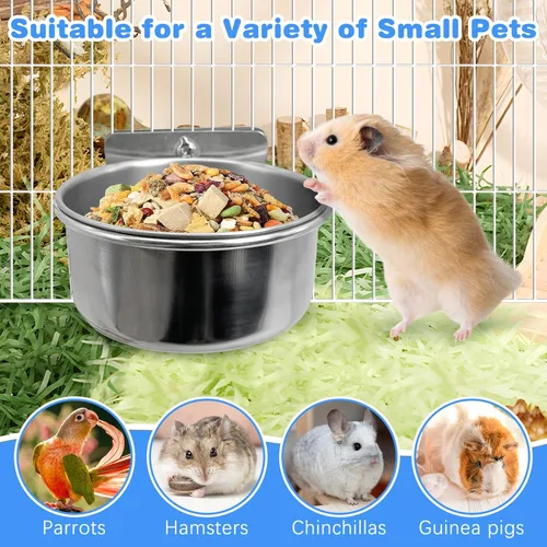 Vista 6 de Tfwadmx Tazas de plato de alimentación de pájaros, cuenco de comida de loro, soporte de abrazadera, taza de 2 unidades, jaula de pájaros, cuenco