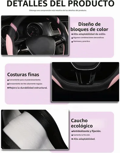 Vista 7 de Cxtiy Funda de volante con parte inferior plana en forma de D para mujeres y niñas, accesorio de coche elegante (beige)