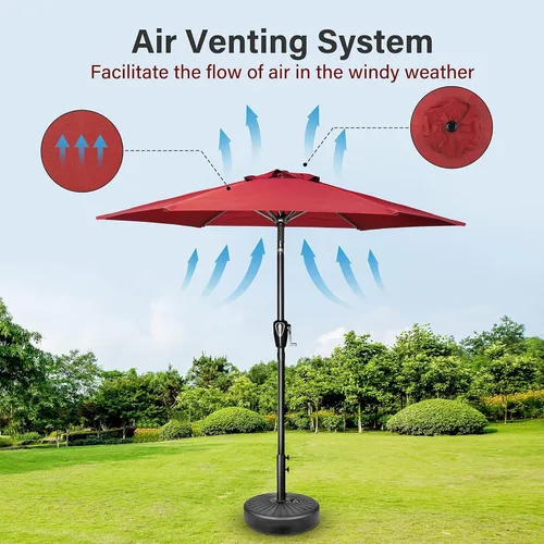 Vista 5 de Simple Deluxe - Paraguas de 9 pies para patio al aire libre, mesa de mercado, para jardín con botón de inclinación y manivela