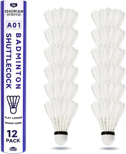 Goose Feather Badminton Shuttlecocks,12 Pack Nylon Feather Badminton Birdies-Hight Speed Training Birdie Ball for Indoor and Outdoor Matches,Highly