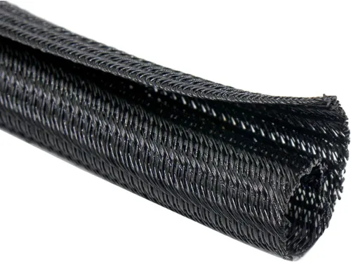 Funda protectora de cable expandible de PET negro para cable de carga USB, cable de alimentación, cable de audio y video, puede proteger al perro