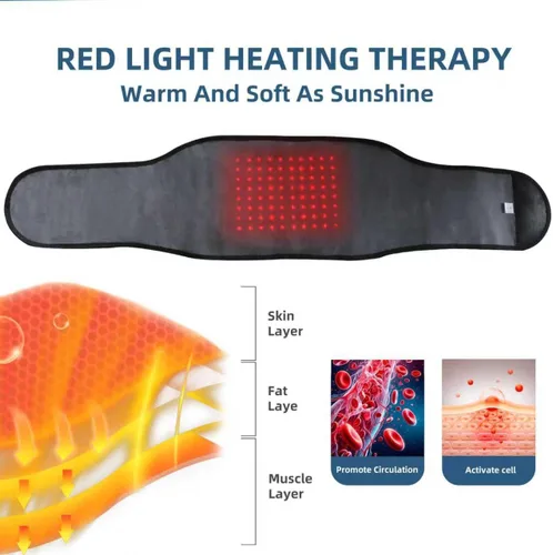 Vista 3 de HONGJING Soporte de masaje de luz roja con calor para aliviar el dolor de espalda baja, cinturón masajeador inalámbrico recargable para dolor