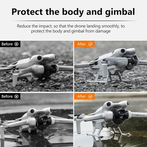 Vista 3 de STARTRC Tren de aterrizaje para Dji Mini 4 Pro Dron, kit de patas de aterrizaje extendidas plegables para DJI Mini 4 Pro Drone Protector