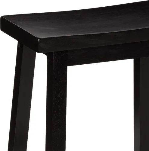 Vista 6 de Amazon Basics Taburetes de bar de madera maciza para isla de cocina con reposapiés, 24 pulgadas de altura, negro, juego de 2