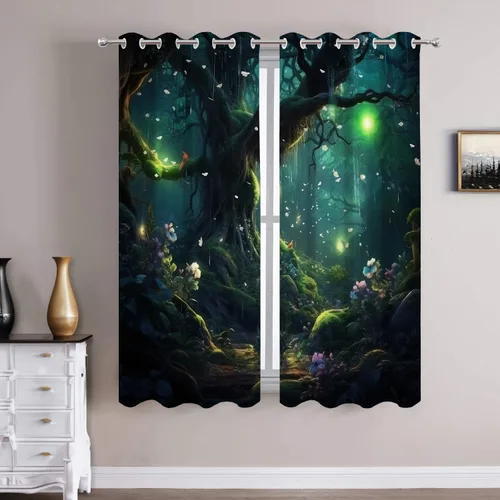 Vista 16 de Batmerry American Flag Ink Dot Tier Curtains, Red Blue White Stars Abstract Window Treatment Short Kitchen Curtain Multilayer Polyester Blackout for