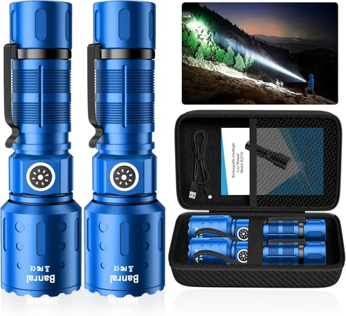 Vista 19 de Banral Linternas de Altos Lúmenes Recargables, Linterna Super Brillante de Largo Alcance Pequeña y Potente, 6 Modos LED Táctica de Bolsillo Turquesa