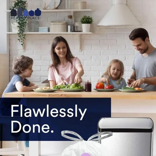 Vista 7 de Plasticplace Forro blanco con cordón de lavanda y vainilla suave, compatible con Code J (200 unidades) de 10-10.5 galones / 38-40 litros, 21 x 28